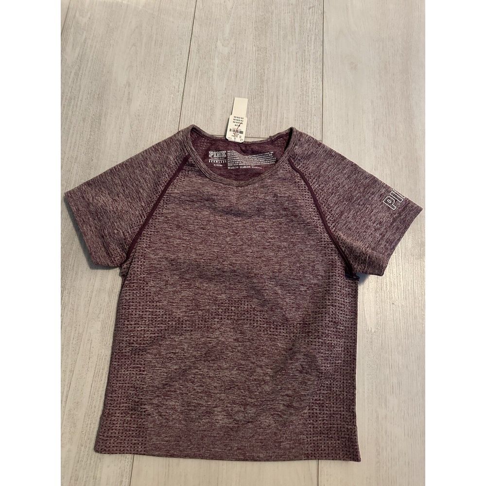 Victoria's Secret PINK SEAMLESS WORKOUT CROP TOP T SHIRT CREW NWT Sz M